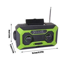 Hand Crank Solar Emergency Radio AM/FM With SOS Alarm Flashlight LED Lamp Power Bank Outdoor Camping 2000mAh Weather Radio