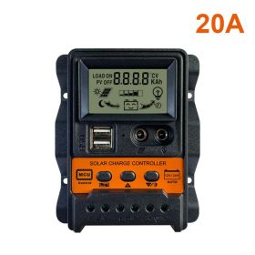 Solar Charge Controller 12V 24V 10A 20A 30A Solar Controller Solar Panel Battery Controller Regulator Dual USB LCD Display (Color: 20A)